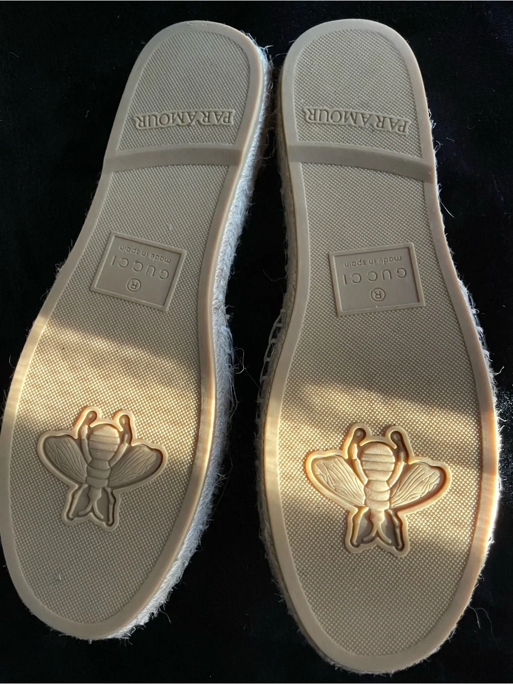 Gucci Black Leather Espadrille Slides with Gold GG